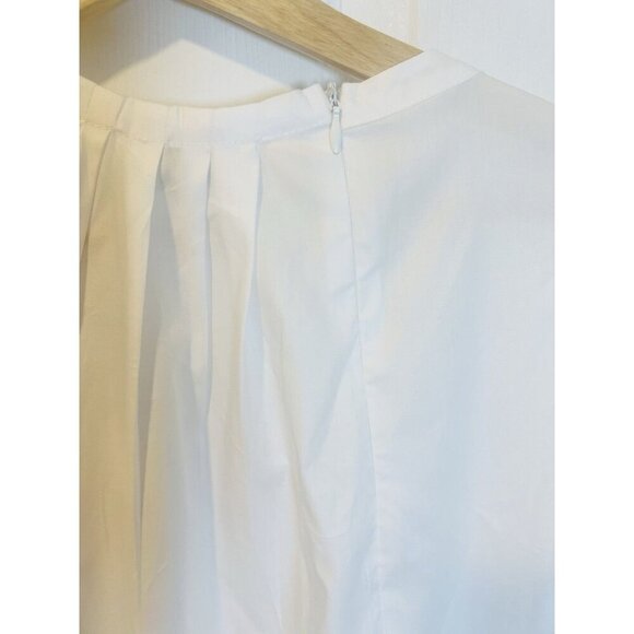 HARSHMAN Putzel 100% Cotton Pleated Cap Sleeve Top White Medium MSRP $193 - Picture 7 of 10